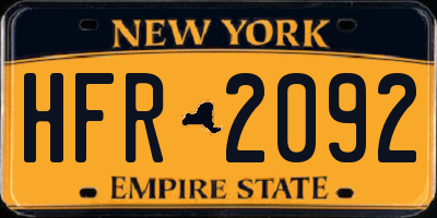 NY license plate HFR2092