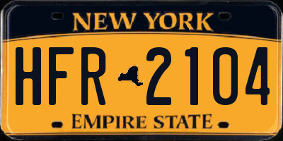 NY license plate HFR2104
