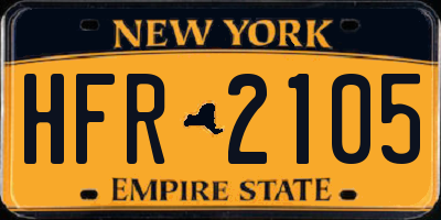 NY license plate HFR2105