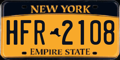 NY license plate HFR2108