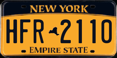 NY license plate HFR2110