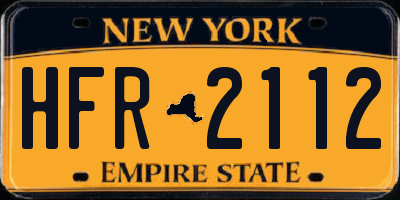 NY license plate HFR2112