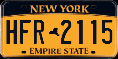 NY license plate HFR2115