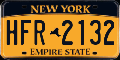 NY license plate HFR2132