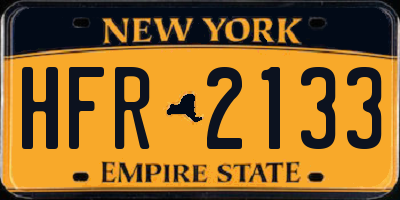 NY license plate HFR2133