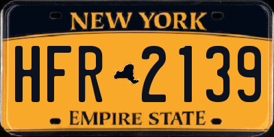 NY license plate HFR2139