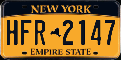 NY license plate HFR2147