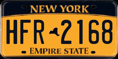 NY license plate HFR2168