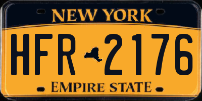 NY license plate HFR2176
