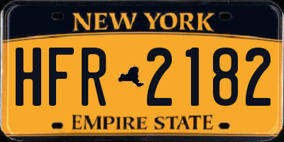 NY license plate HFR2182
