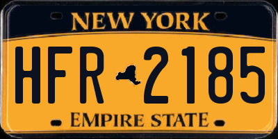 NY license plate HFR2185