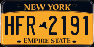 NY license plate HFR2191