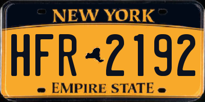 NY license plate HFR2192