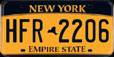 NY license plate HFR2206