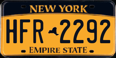 NY license plate HFR2292