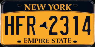 NY license plate HFR2314