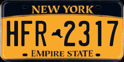 NY license plate HFR2317