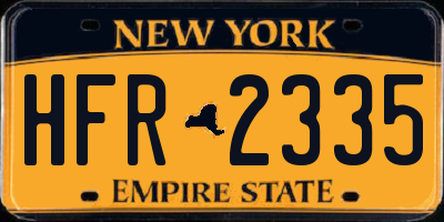 NY license plate HFR2335
