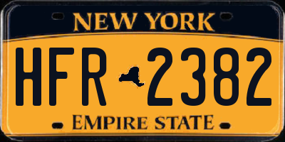 NY license plate HFR2382