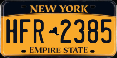 NY license plate HFR2385