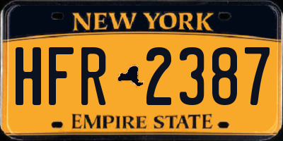 NY license plate HFR2387