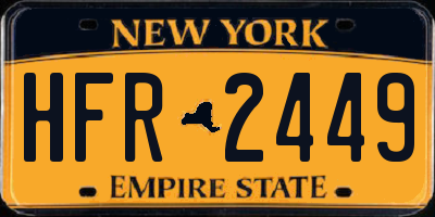 NY license plate HFR2449