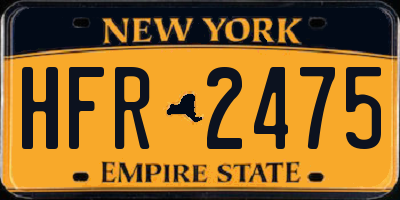 NY license plate HFR2475
