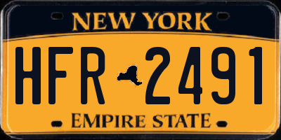 NY license plate HFR2491