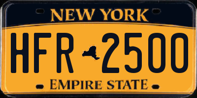 NY license plate HFR2500