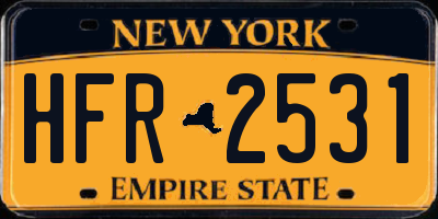 NY license plate HFR2531