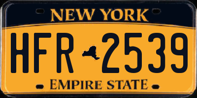NY license plate HFR2539