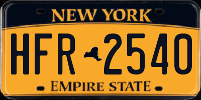 NY license plate HFR2540
