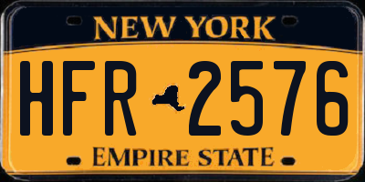 NY license plate HFR2576