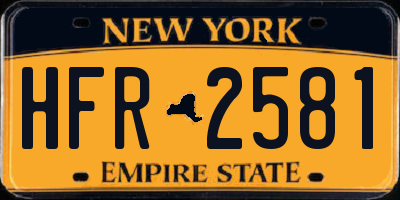 NY license plate HFR2581