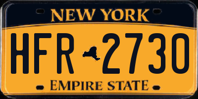 NY license plate HFR2730