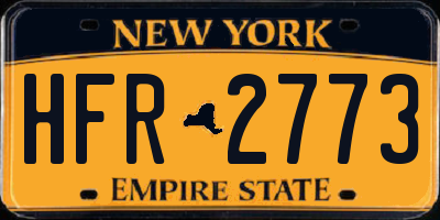 NY license plate HFR2773