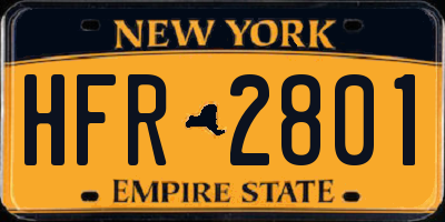 NY license plate HFR2801