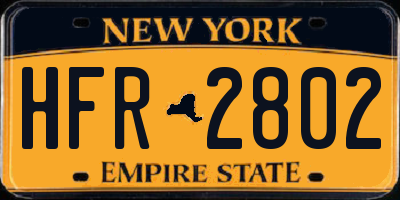 NY license plate HFR2802