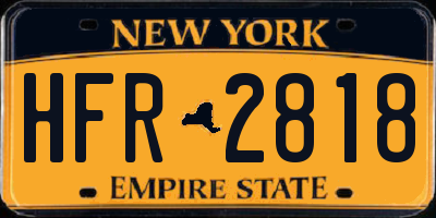 NY license plate HFR2818