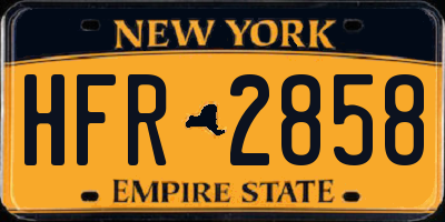 NY license plate HFR2858