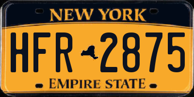 NY license plate HFR2875