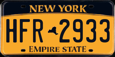 NY license plate HFR2933