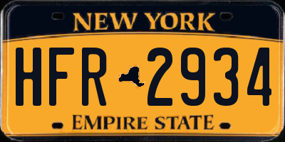 NY license plate HFR2934