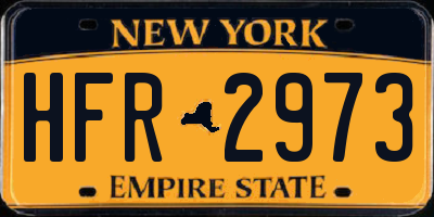 NY license plate HFR2973