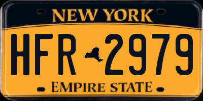 NY license plate HFR2979