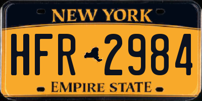 NY license plate HFR2984