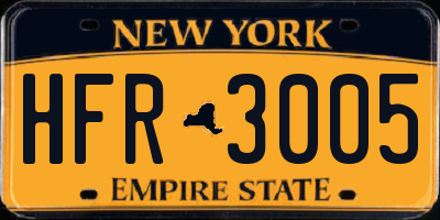 NY license plate HFR3005