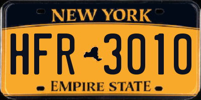 NY license plate HFR3010