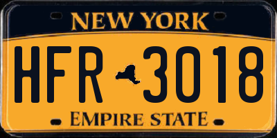 NY license plate HFR3018