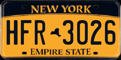 NY license plate HFR3026